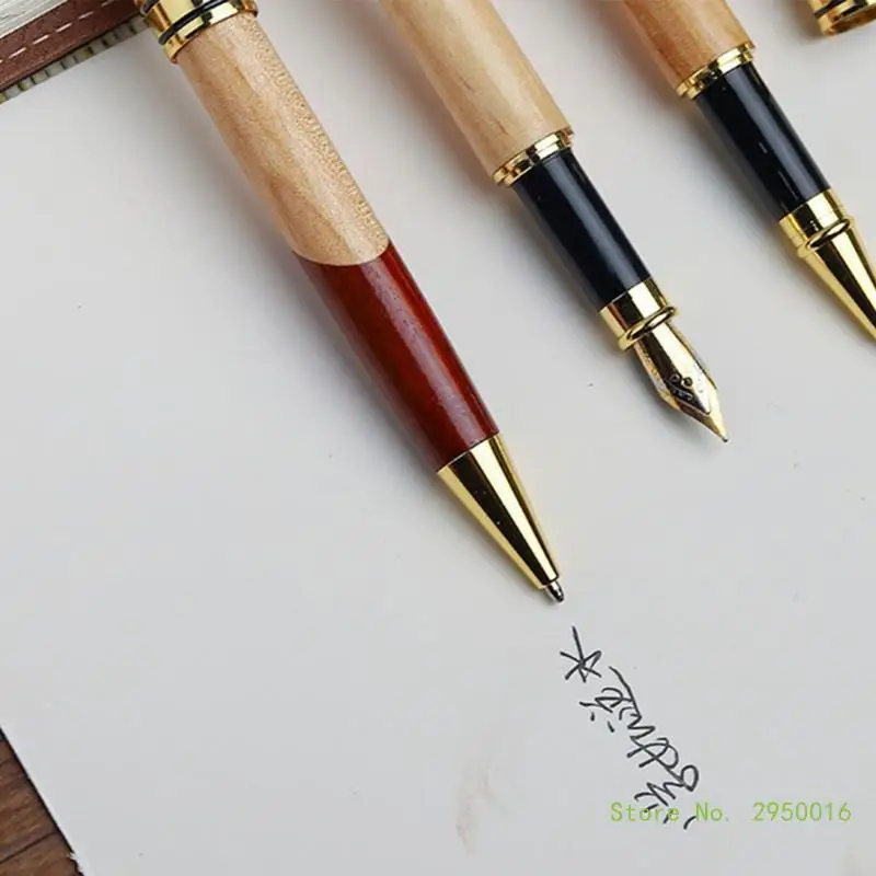 Metal Ballpoint Pen Bamboo Fountain Smooth Writing Business School Supplies for Women Man