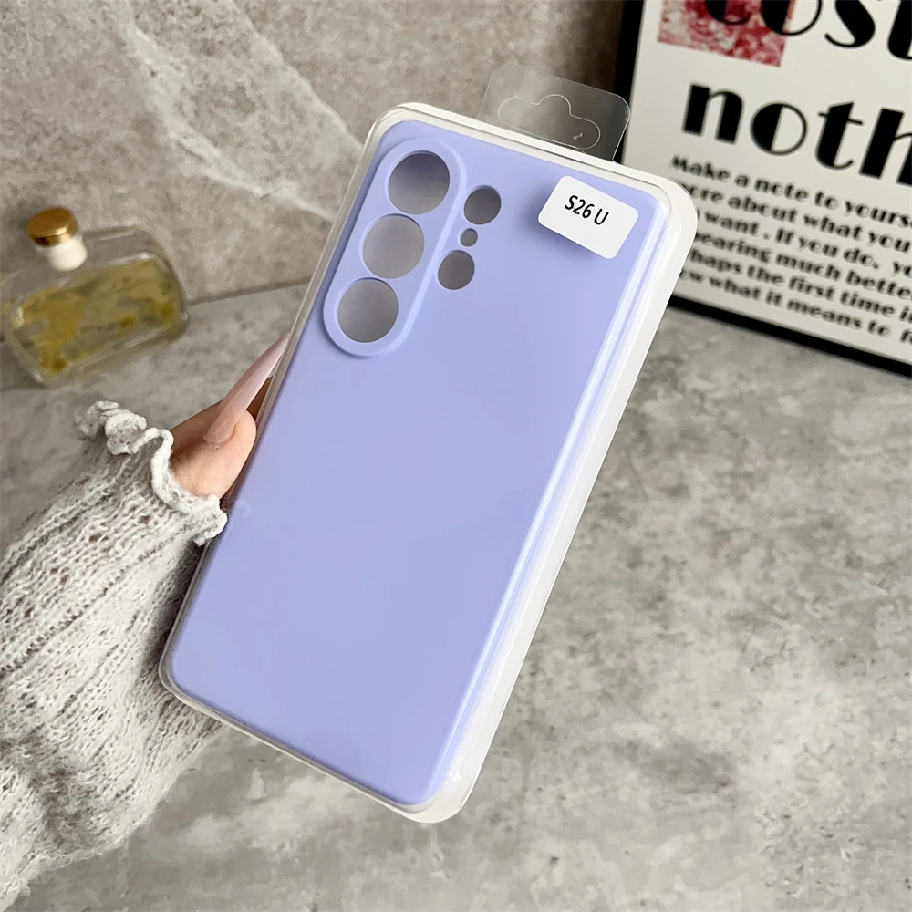 Solid Color Liquid Silicone Shockproof Case with Camera Lens Protection and Box