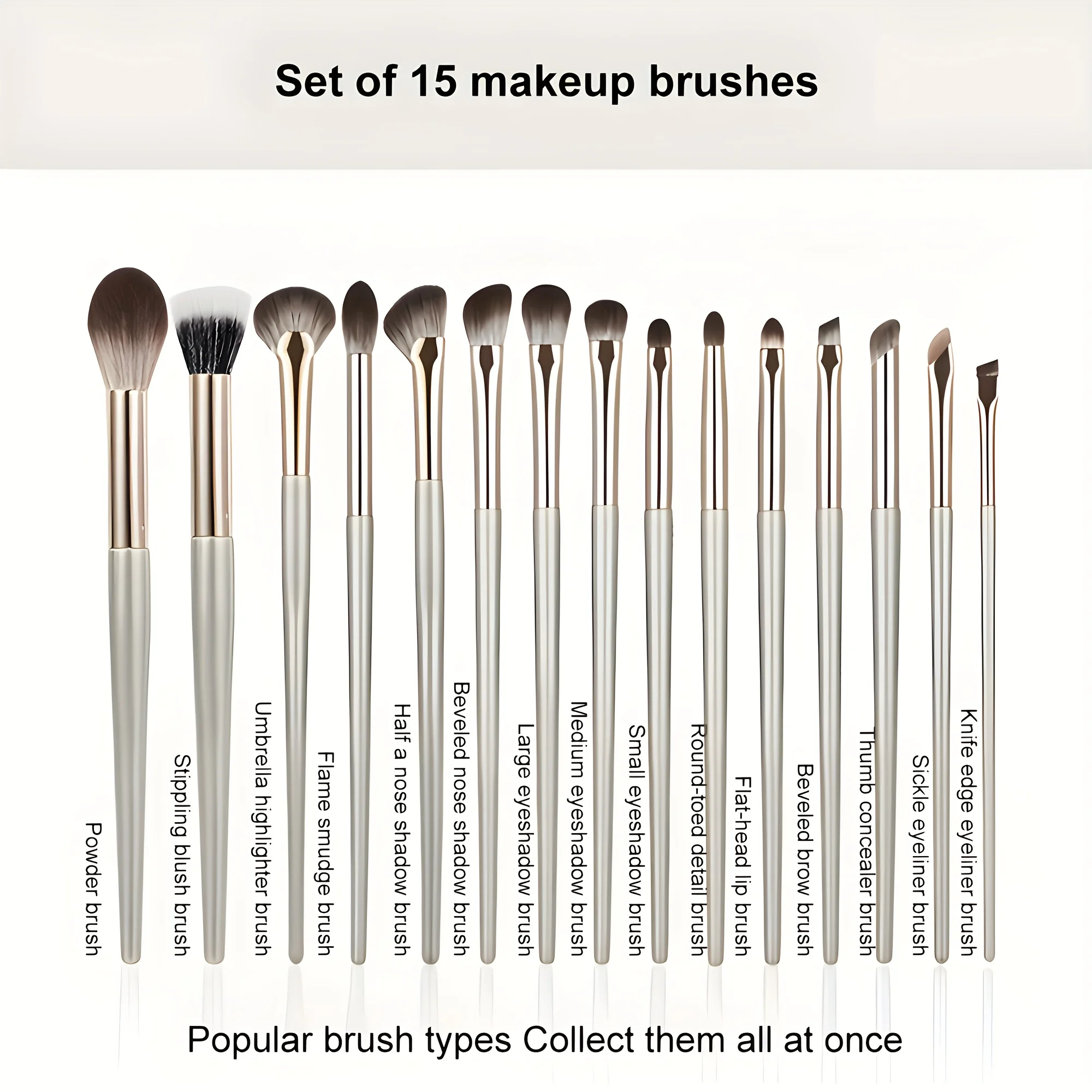 15PCS Rose Gold Makeup Brush Set - Vegan Nylon Bristles & ABS Handle, Cruelty-Free for Beginners/Pros (Travel & Home)