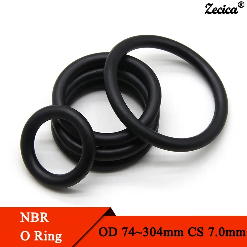 

5pcs NBR O Ring Seal Gasket Thickness CS 7mm OD 74~304mm Nitrile Butadiene Rubber Spacer Oil Resistance Washer Round Shape Black