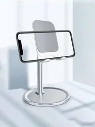 Premium Adjustable Desktop Stand for Phones and Tablets - 360° Rotating, Heavy - Duty Metal Base for Portability and Stability (Phone Holder)