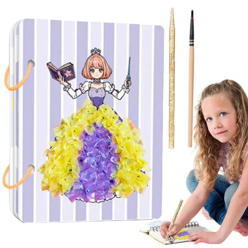 

Dress Up Activity Book 6-in-1 Poke Painting Puzzle Toy Watercoloring Book Set Eco-friendly Princess Dress-up Activity Books