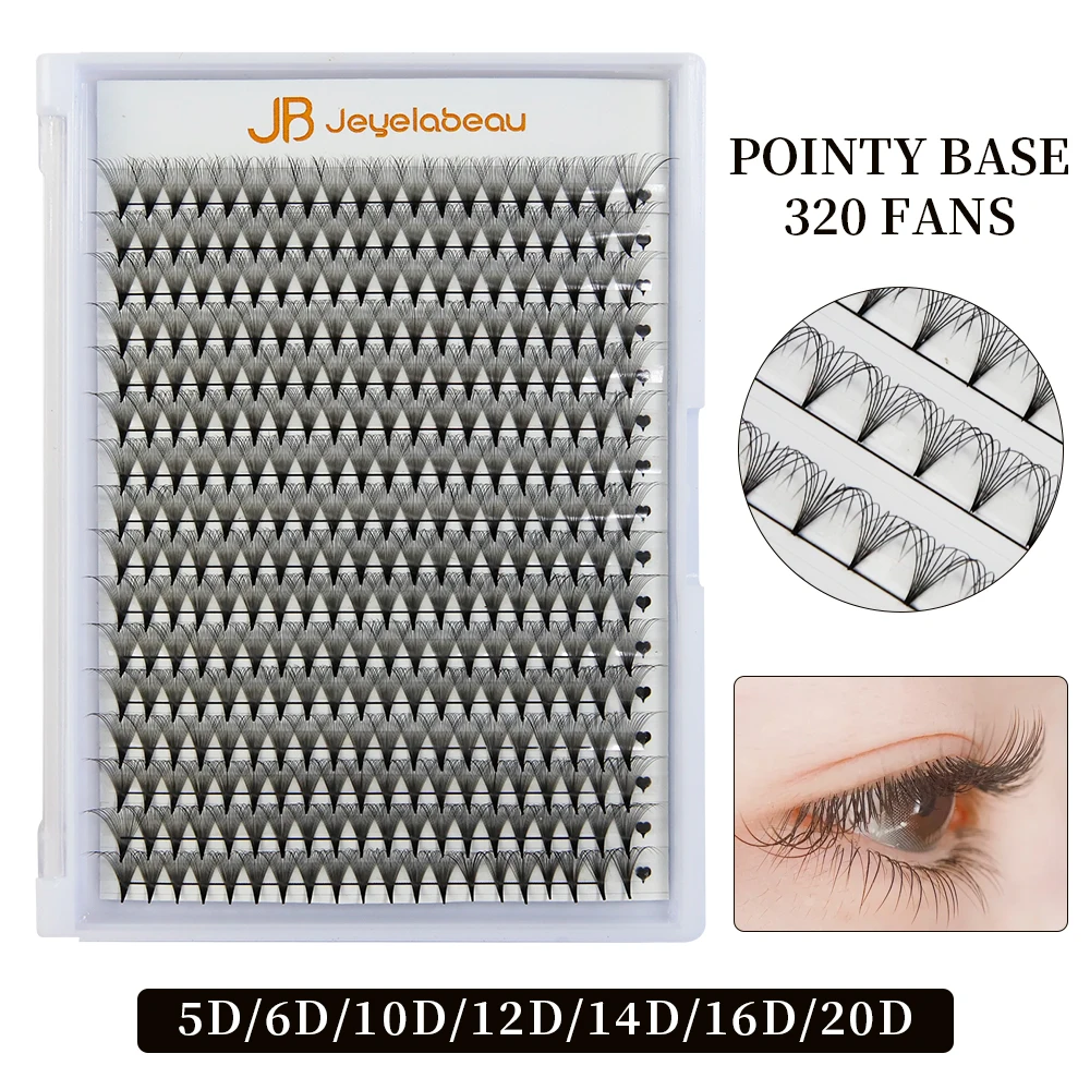 Description Picture 2 of itemJB Jeyelabeau 16Lines Premade Volume Fans 5D/6D/10D/12D/16D/20D Russia Volume Eyelashes Pointy Stem 320Fans Ready False Eyelash