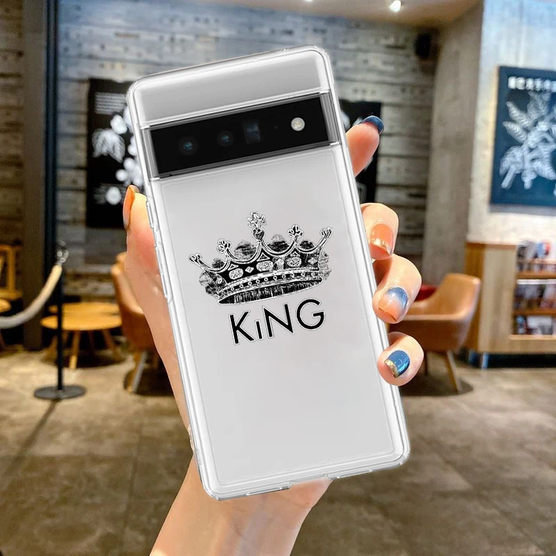 Couple Cartoon Crown King and Queen Soft Phone Case Cover