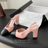 Sandales en cuir véritable pour femmes, talon super haut de 9,5 cm, bout rond, taille authentique 35-43, disponibles en différentes couleurs, bout rond 6