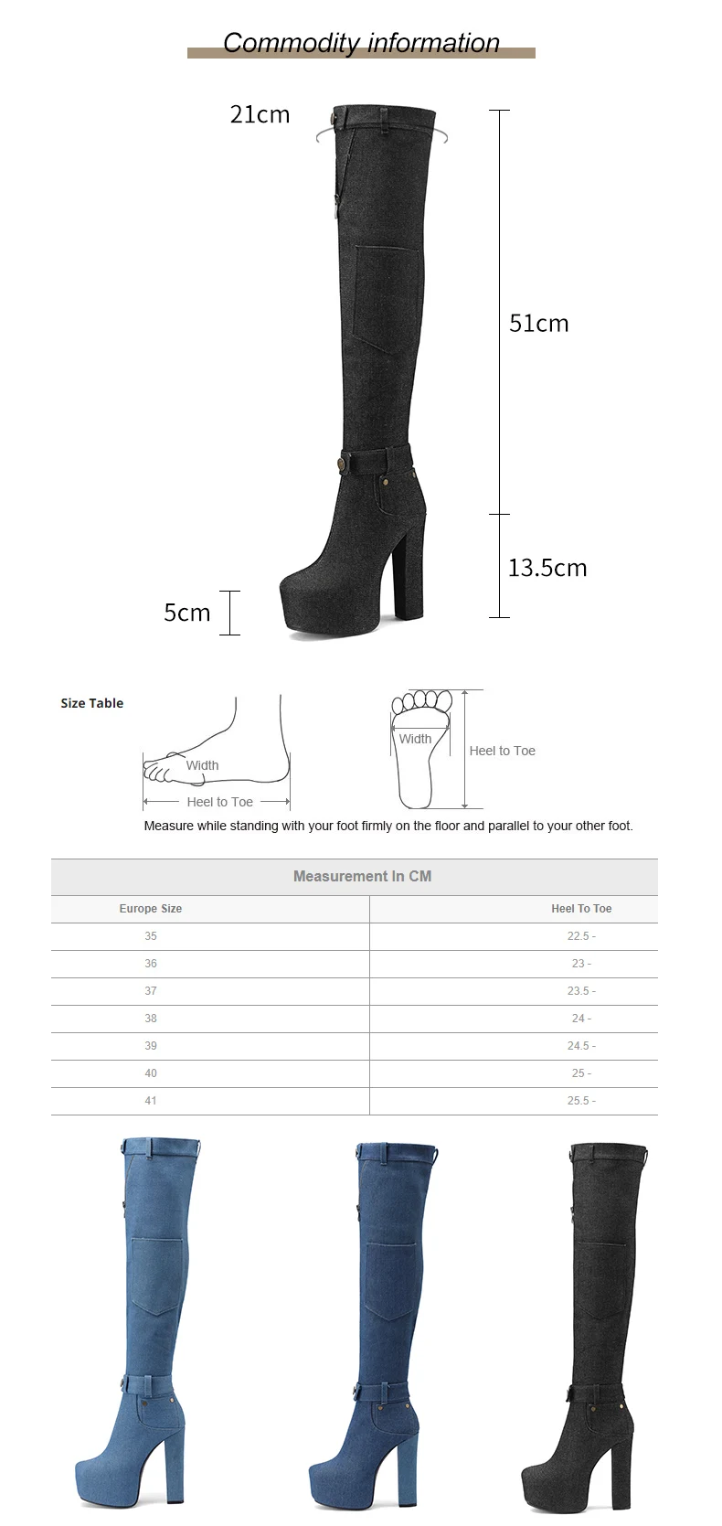 Wearing Mini Bags denim boots High Thick Heels Ultra-High Platform Ankle Buckles Boot Cuffs Belt Buckles Over The Knee Boots
