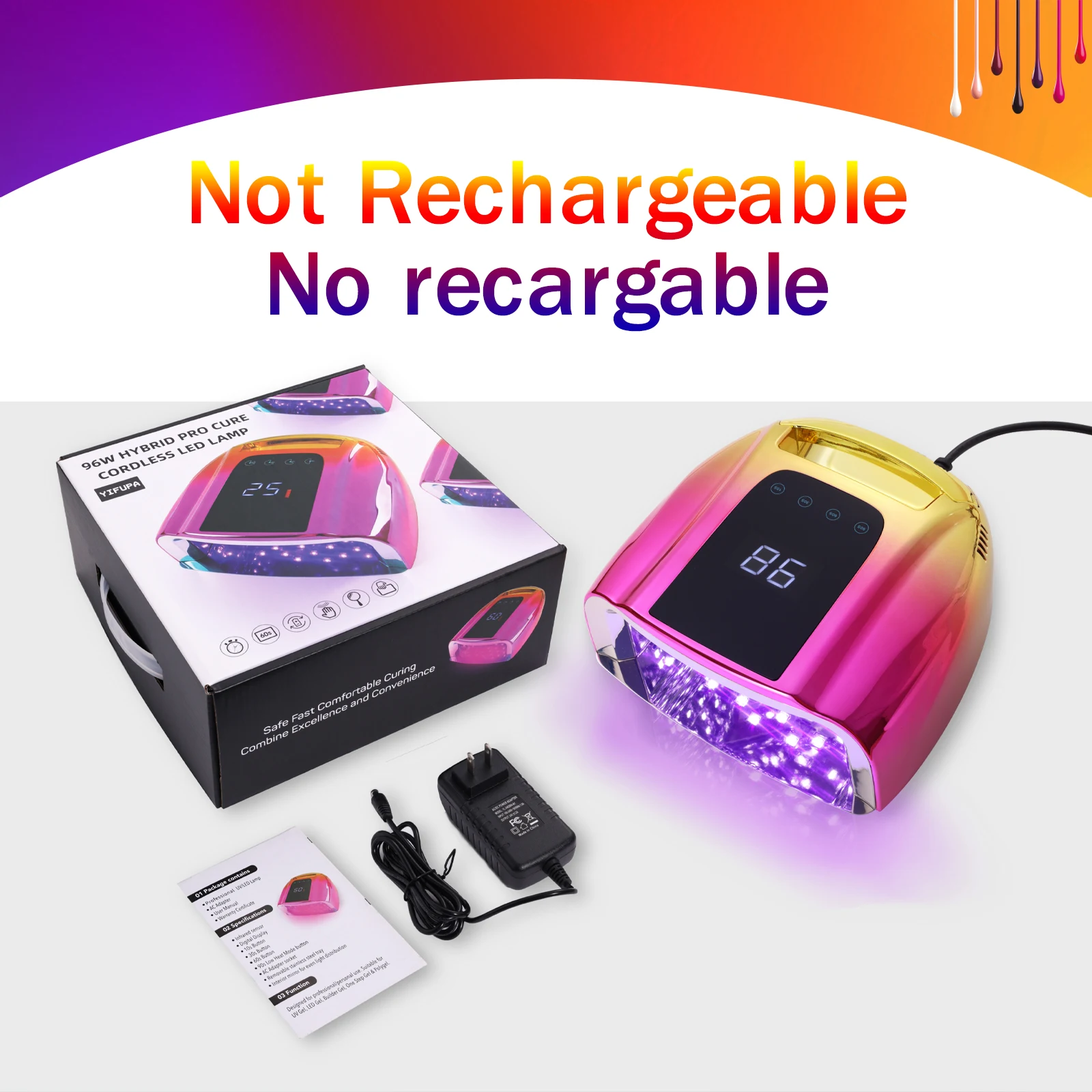 ワイヤレス Led ネイルランプ UV 72 ワット充電式 15600mAh