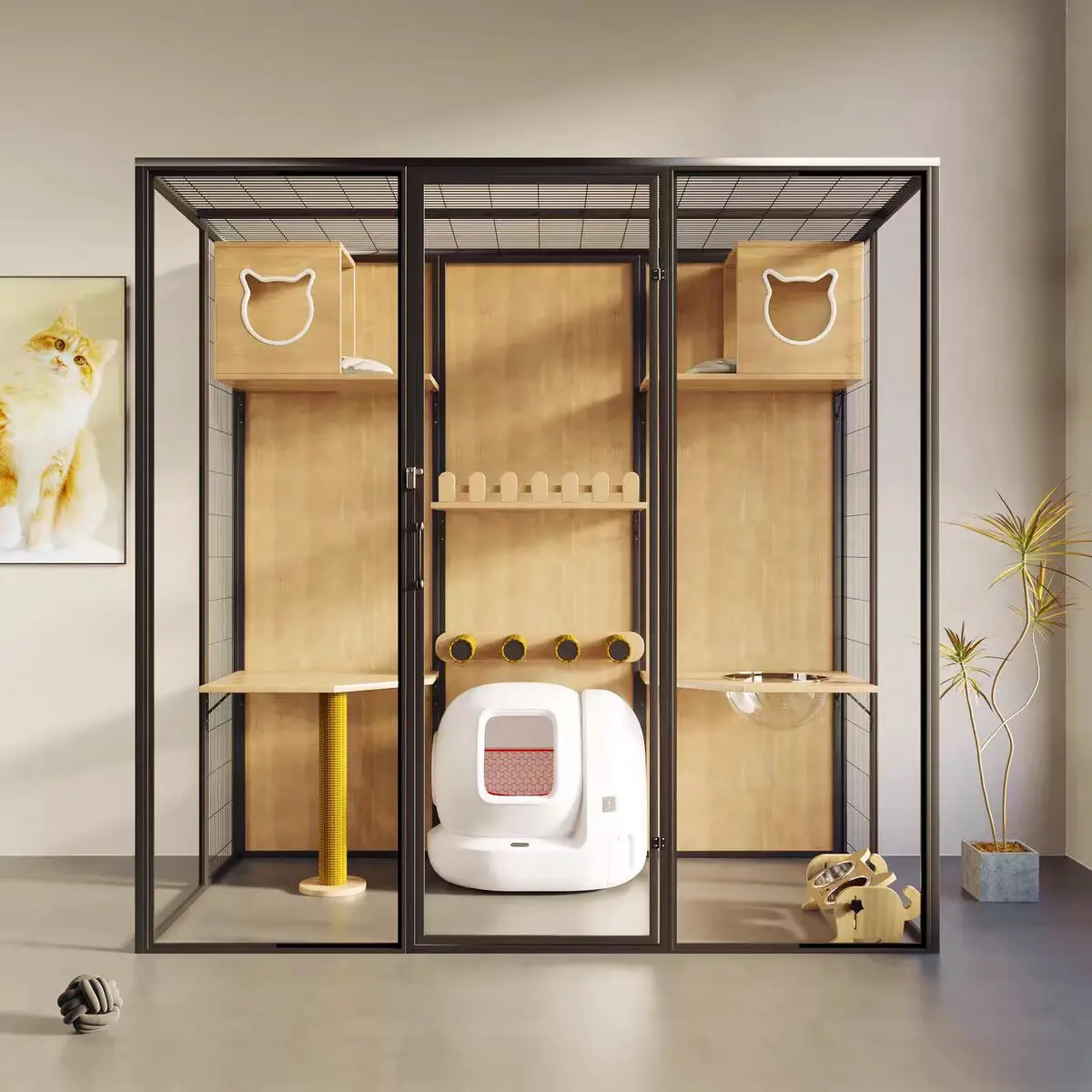 Aluminum Alloy Frame Indoor Cattery 120*60*180cm Luxury Cat House