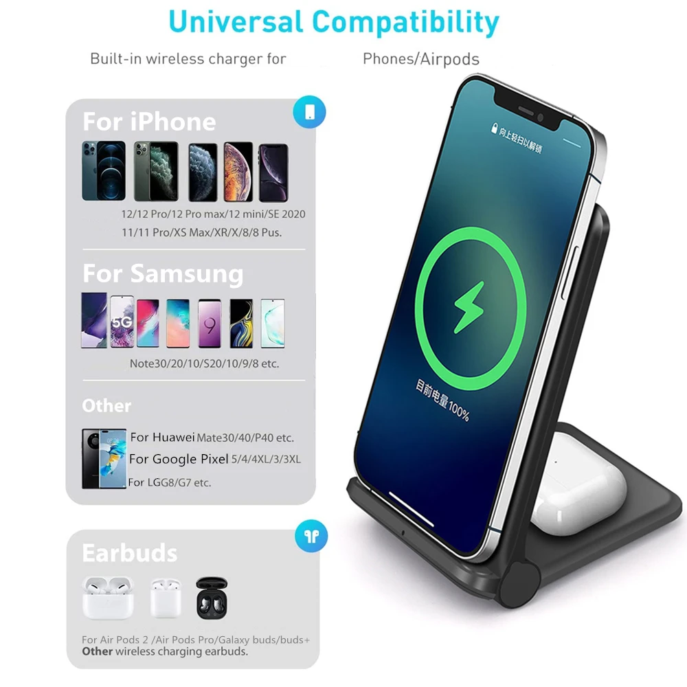 In 25W Wireless Charger Fold Stand Pad Fast Charging for