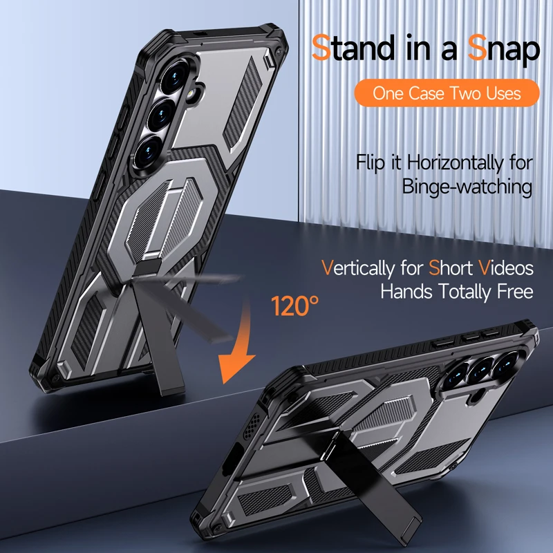 Magnetic Rugged Armor Shockproof Bracket Phone Case with PC+TPU Protection