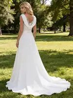 Abaowedding Women's Wedding Dress Lace Double V-Neck Sleeveless Evening Dress - Image 2