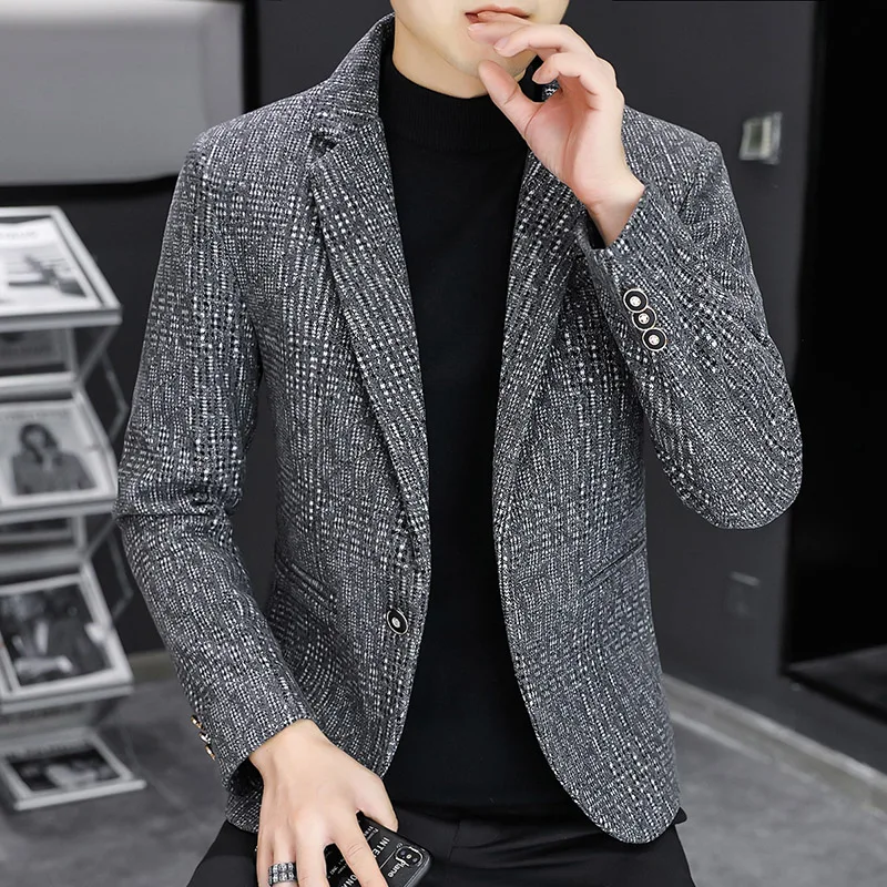 

Autumn Men Blazers Luxury Casual Slim Fit Suit Jacket High Quality Business Social Office Dress Coat Street Wear Men Clothing