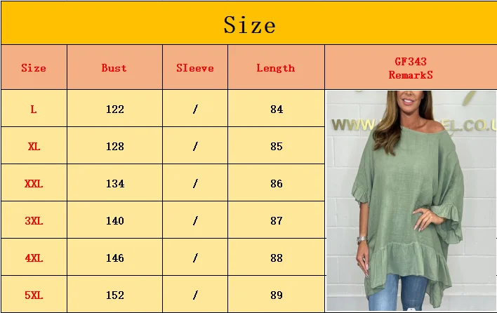 Image of Plus-size women's Blouse ruffled fashion elegant bat sleeve loose solid colour. L-5X