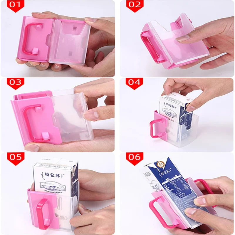 Function Adjustable Safe Toddle Practical Self-Helper Juice Milk Box Drinking Box Holder Cup For Baby Kids Handles Supply drinking box holder