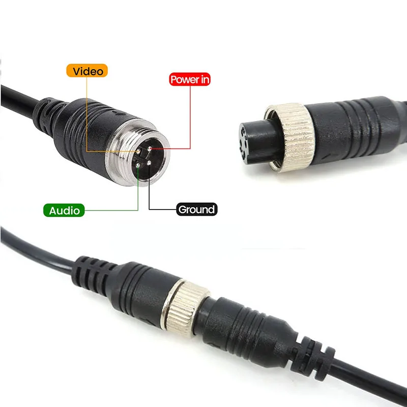 Red Wolf Cavo Adattatore Da 4 Pin Maschio A RCA Femmina Per Telecamera Di Retromarcia - Plug And Play, 30-40 Cm - 3