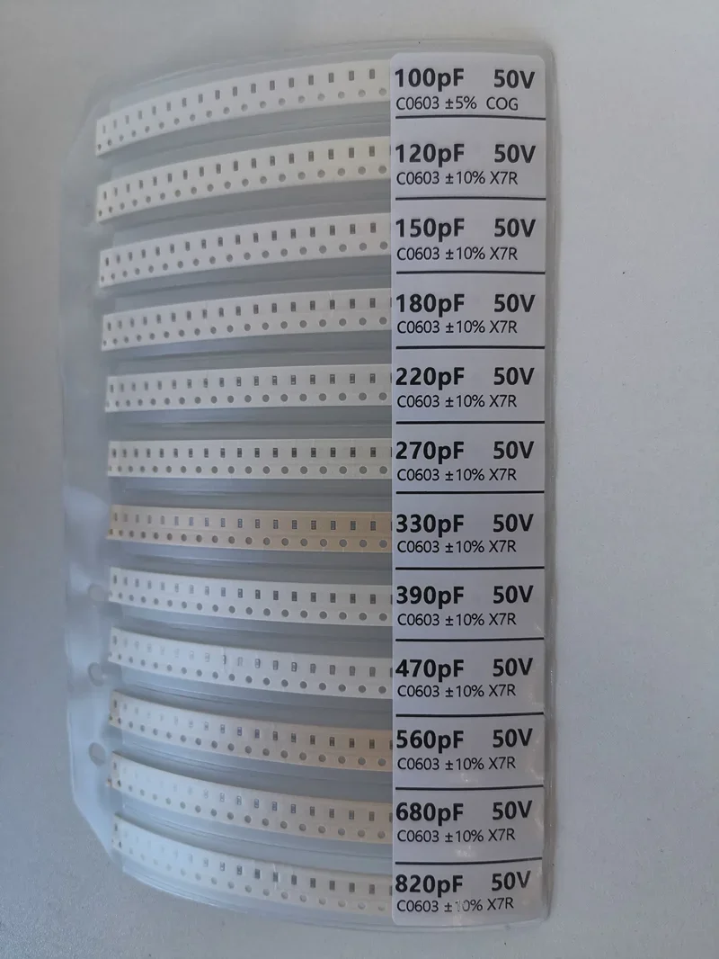 Capacitor kit 0201 0402 0603 0805 1206 smd Capacity Page each value*25PCS Sample Kit Capacitor 470nf 1nf 10nf 1uf 10uf 22uf smd capacitor