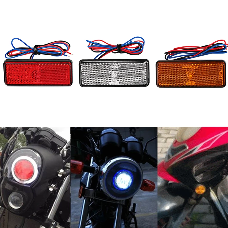 Motorcycle Blinker Rectangle 24LED Rectangle Motorcycle Reflector Tail Brake Turn Signal Light Lamp ...