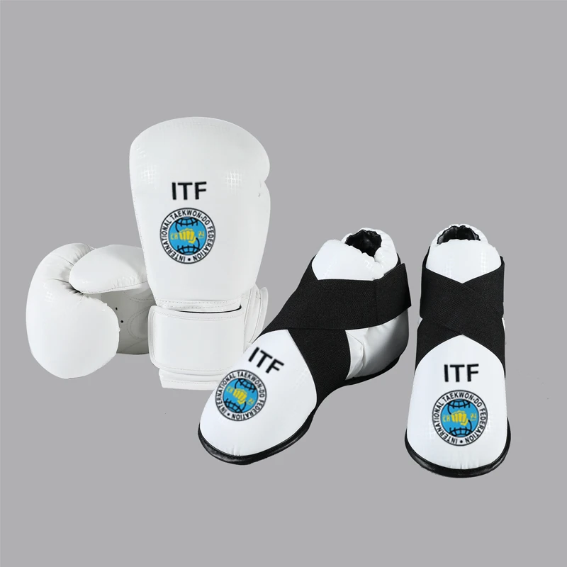 Taekwondo ITF gloves PU leather karate training foot and leg protective covers ankle pads protective equipment logo print