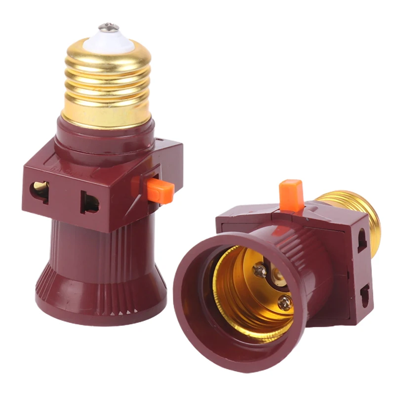 Description Picture 2 of item1 Pc E27 With Switch Socket Double Screw Multi-purpose Socket Switch Lamp Holder Plug Socket Lamp Base Lighting Accessories