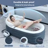 600W SPA Inflatable Bathtub with Bubble Massage Cushion Folding Whirlpool Thickened and Elongated Version with Cushions PVC 2