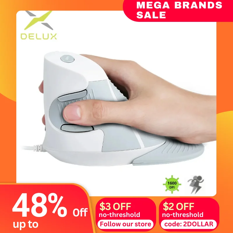 Delux-M618BU-White-Wired-Ergonomic-Vertical-Mouse-1600-DPI-6-Buttons ...