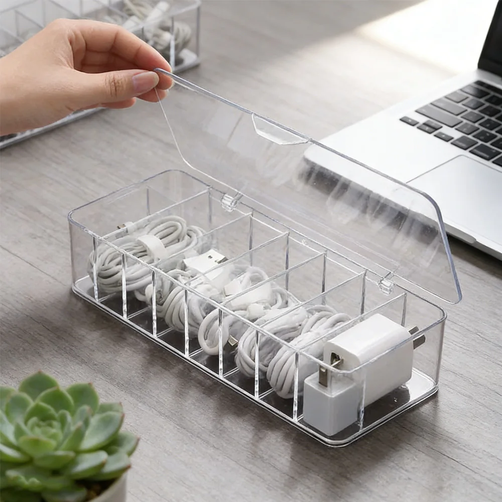 Desktop Cable Organizer and Dustproof Storage Box