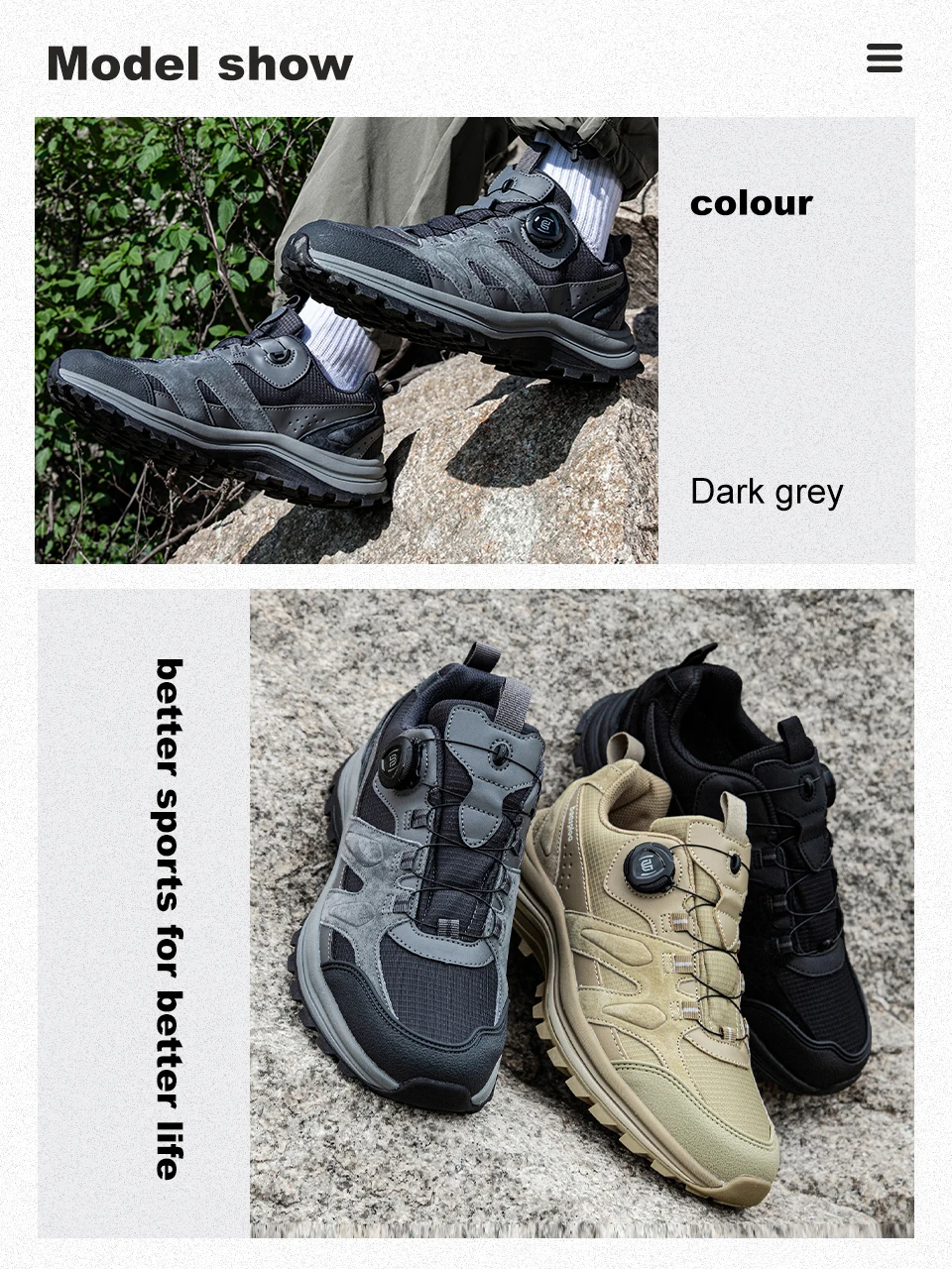 Baasploa Herren-Wanderschuhe aus Leder, bequem, verschleißfest, Outdoor-Schuhe, atmungsaktives Mesh, lässige Turnschuhe, Kletterschuhe – Detail 8