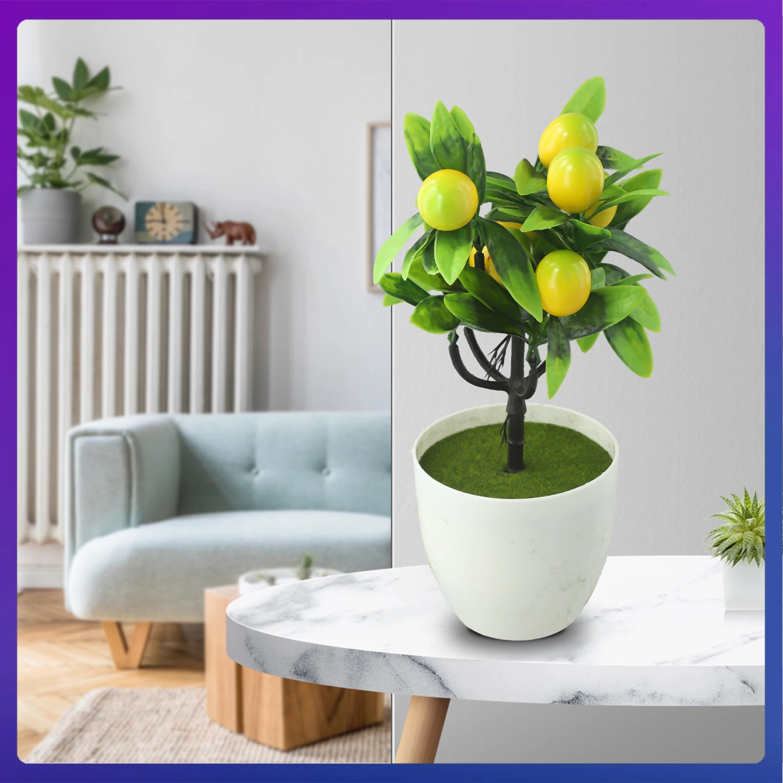 

False Plant Artificial LemonTree Beautiful Gifts Plastic Diameter 18cm Does Not Fade Green Height 24cm Non-toxic