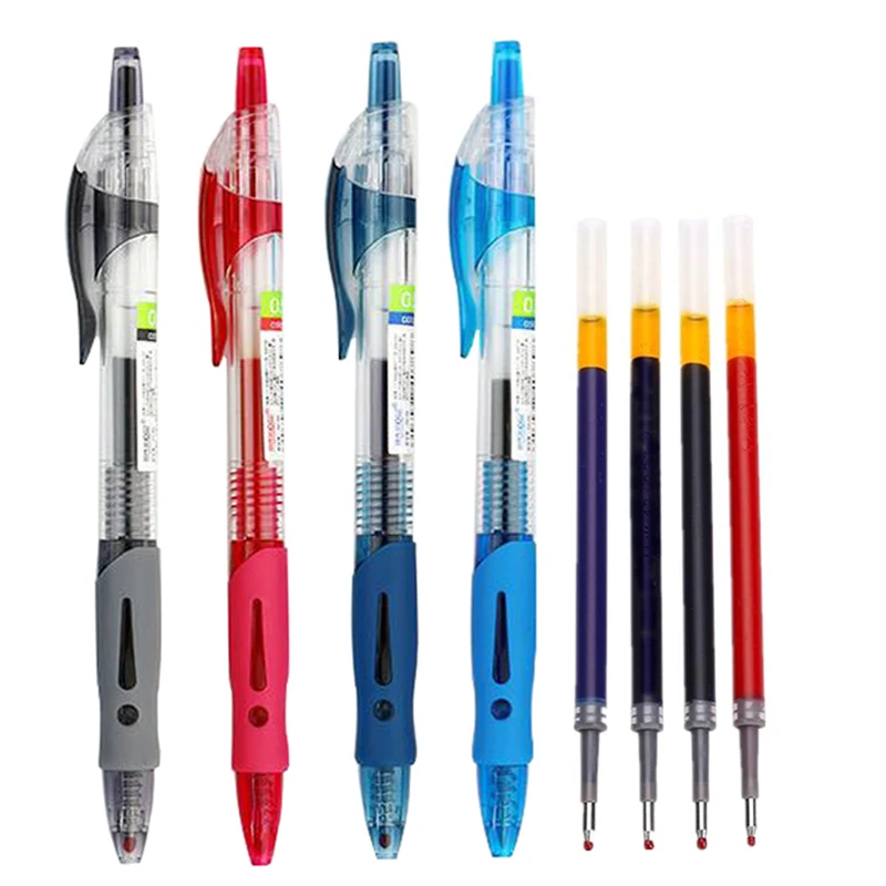 Gel Pen Refills 32Pcs/Lot Retractable Gel Pen Refills Set 0.5mm Black/blue/Red Gel Ink replaceme Press Pen For School Office Writing Stationery