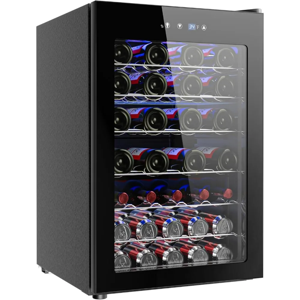 Wine Cooler Refrigerator, Small Built-in Fridge for Red, White and Champagne, 4.5 Cu.ft Mini Fridge with Adjust Temperature