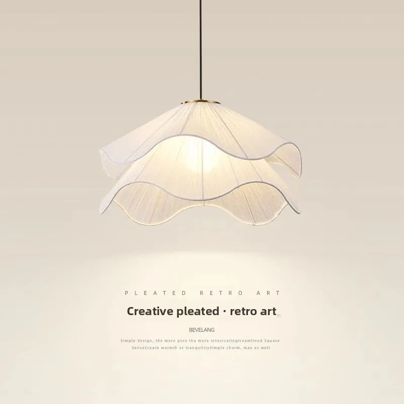 Cream Restaurant Chandelier Design Creative Unique French Vintage Living Room Bedroom Minimalist Fabric Petal Niche New Arrival