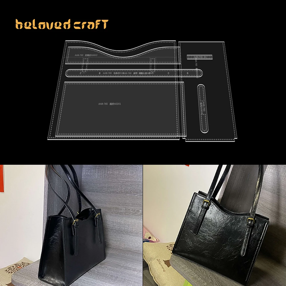 belovedcraft-leather-bag-pattern-making-with-kraft-paper-and-acrylic-templates-for-single-shoulder-tote-bag