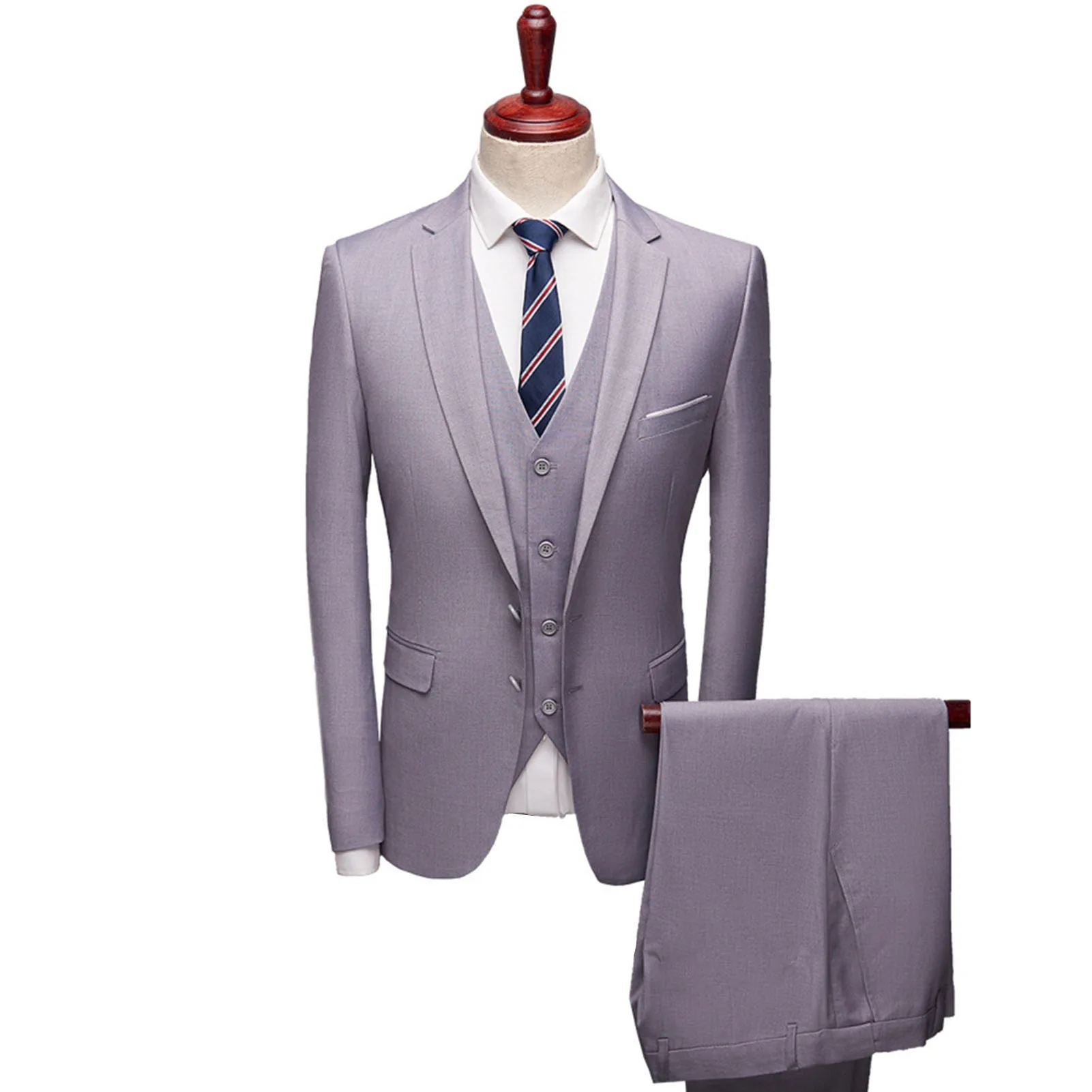 Suit Separates All Match Business Suit Long Sleeve Terrific Long Pants Sleeveless Waistcoat 3 Piece Set for Wedding