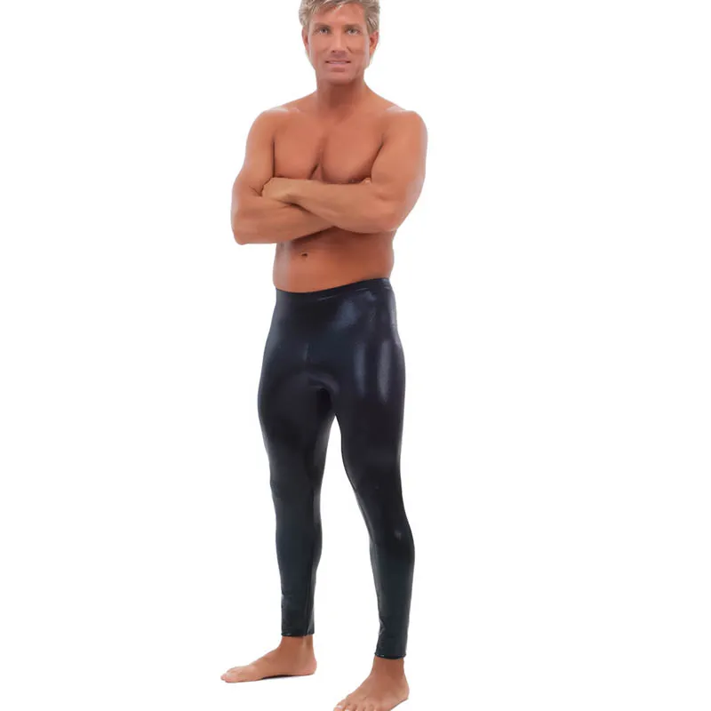 Men Shiny Leggings Look Wet Bright Faux Leather Metallic Stretchy Dance Pants Disco Trousers Rock Punk Style Night Club Nylon