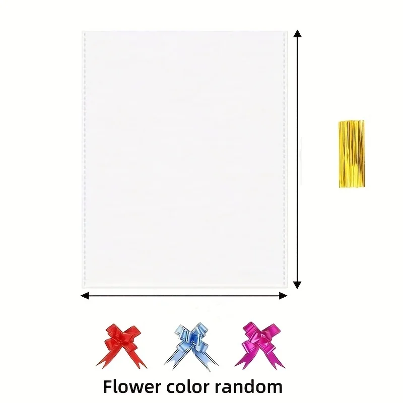 10/20/30 יחידות שקית מתנה סלופן גדולה עם קשת צבעונית וקשת לאריזת סל פירות, פיקניק בחוץ, שקית מתנה ליום ההולדת