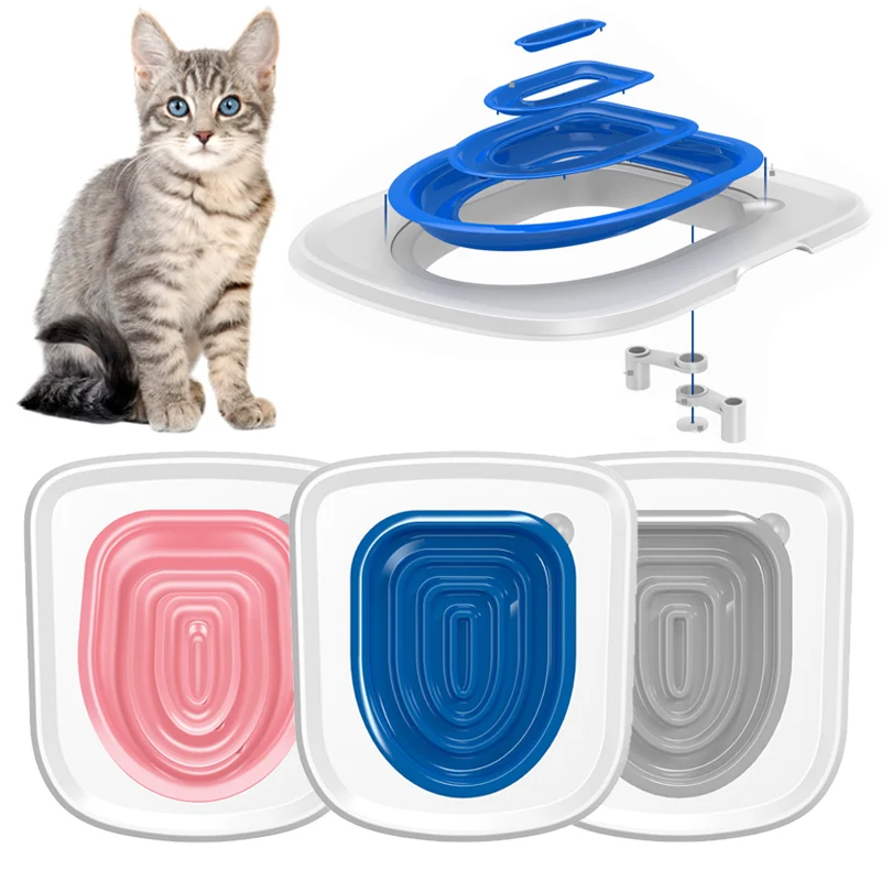 Cat Toilet Training Kit Reusable Cat Toilet Trainer Puppy Litter Mat Pet Cleaning Teach to Use Trainer cat toilet trainer