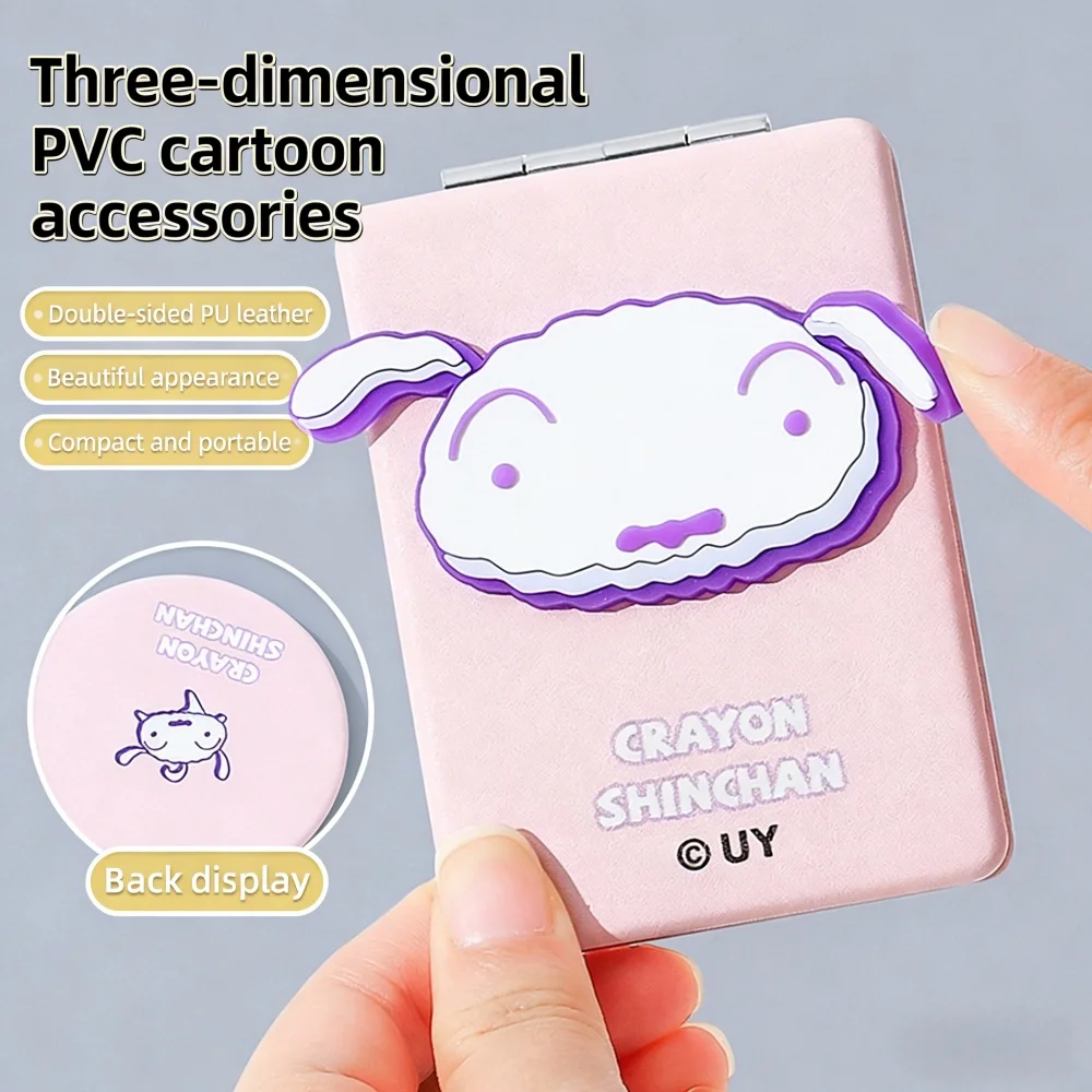 Crayon Shin-chan Double-Sided Folding Mirror - Cute Cartoon Portable Makeup Accessory