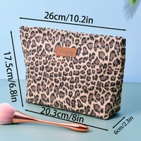 Grand sac de maquillage imprimé léopard – Sac à main élégant et mignon pour femmes et filles 5
