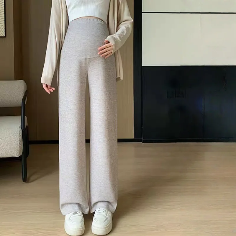 2026 봄 가을 겨울 플리스 안감 임산부 와이드 레그 팬츠 루즈핏 배를 받쳐주는 캐주얼 따뜻한 아우터웨어 바지