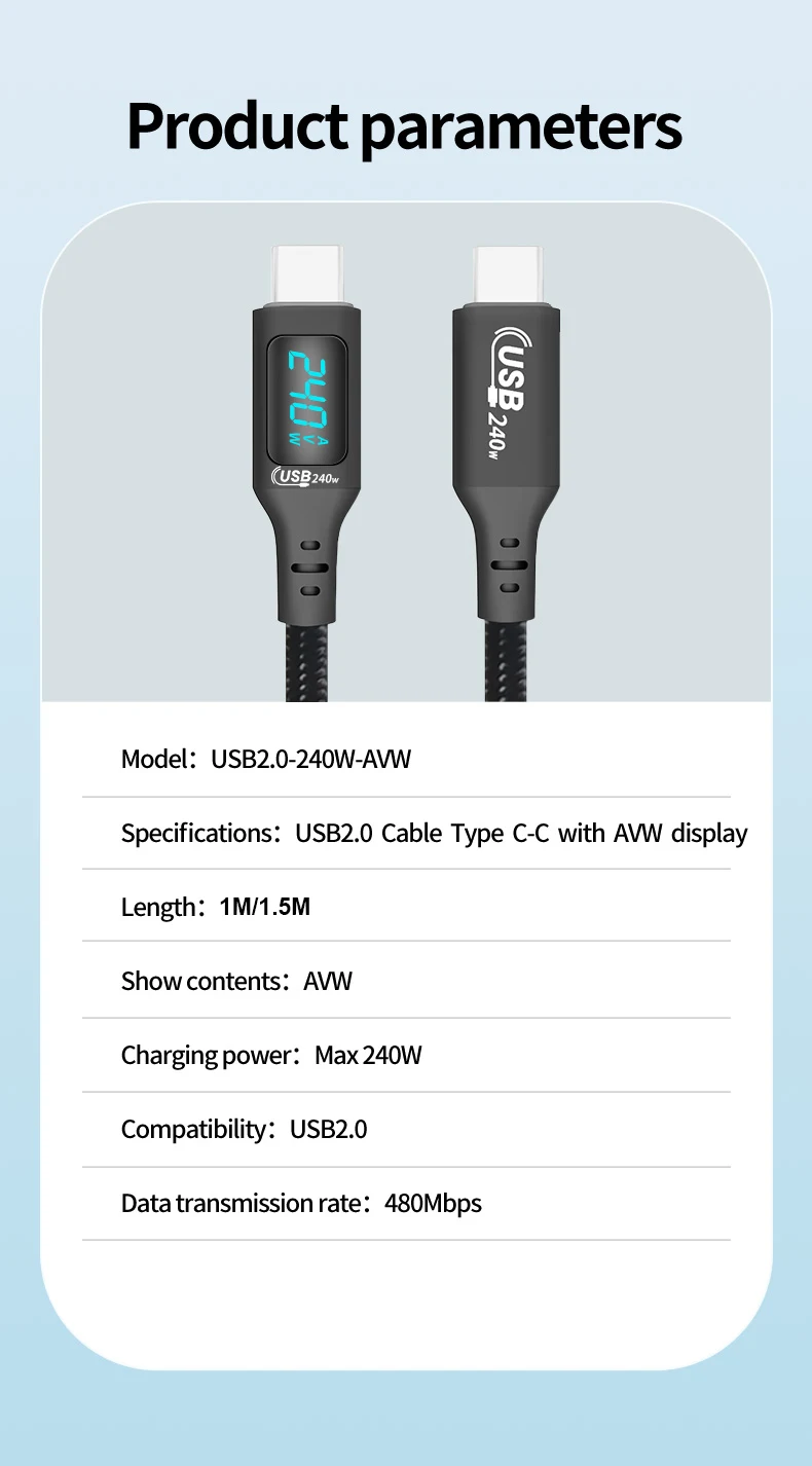 Ueetop 240W Type C to USB C Cable with LED Display 140W/100W PD3.1 Fast Charging Charger Cord for iPhone 15 MacBook Pro Samsung