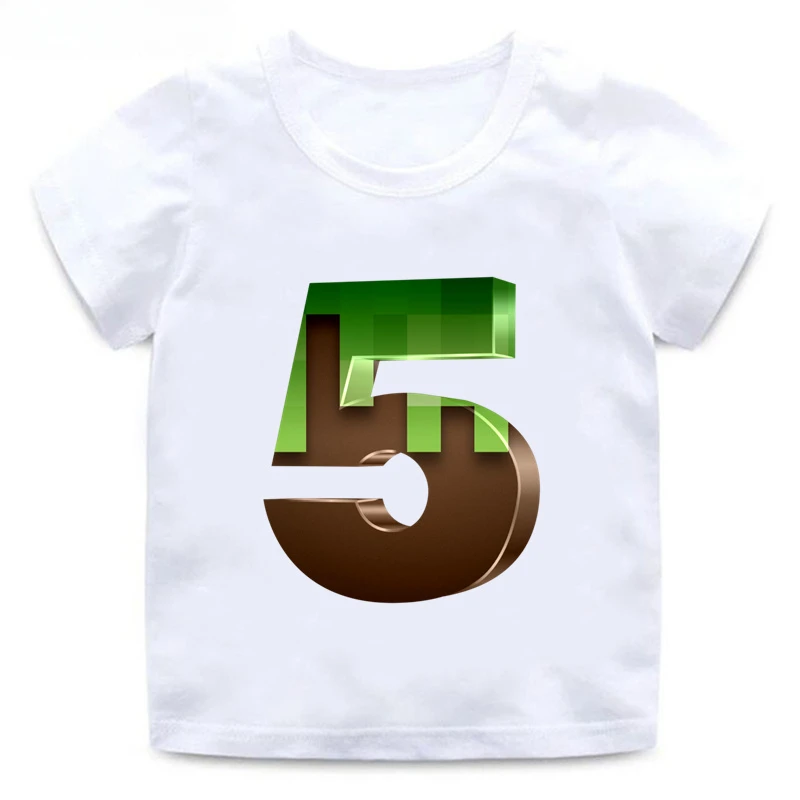 Camiseta con estampado de juego Mc para niños de 2 a 14 años, divertida camiseta de dibujos animados con números de cumpleaños, regalo para bebés, camisetas de algodón para niñas