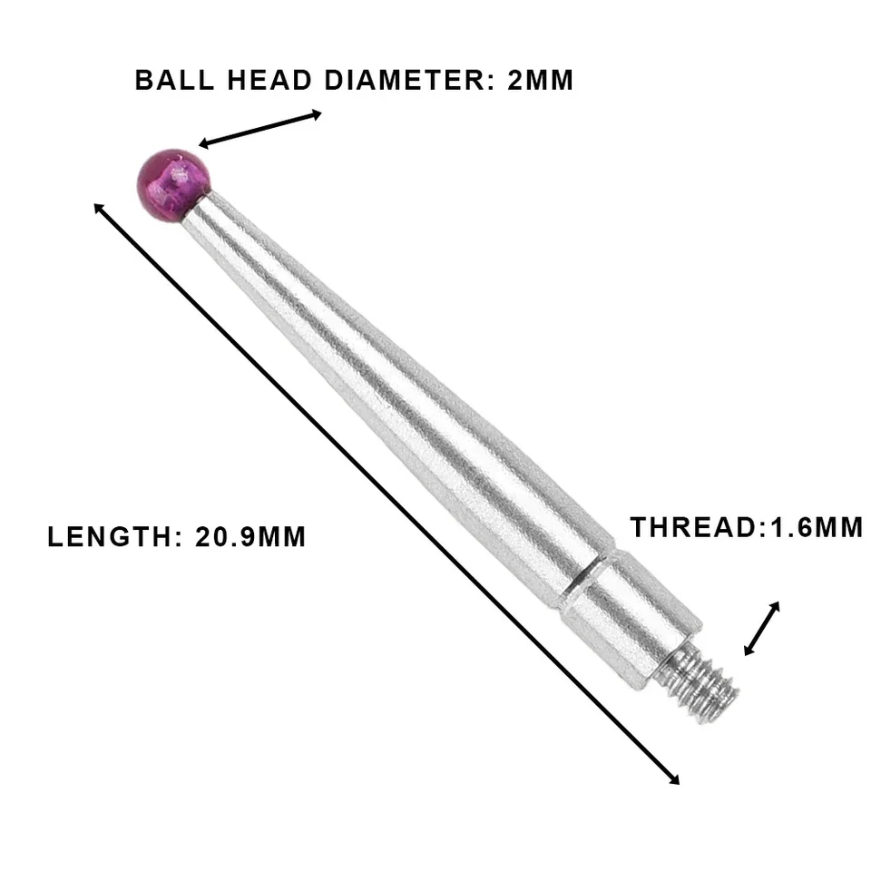5 Pointes De Contact En Carbure Pour Jauge De Profondeur – Filetées M2, Diamètre 1,5 Mm – Longueurs 1 à 5 Cm - 8