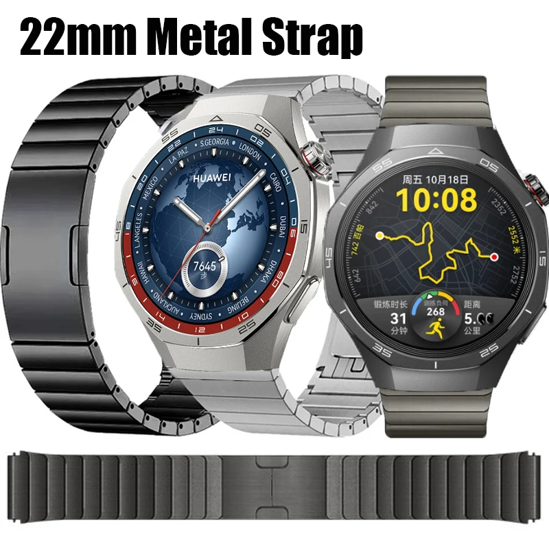 Stainless Steel 22mm Metal Watch Band Bracelet, Silver