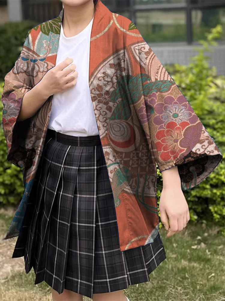 Japanese Traditional Women's Kimono National Style Print Comfortable Summer Cardigan Breathable