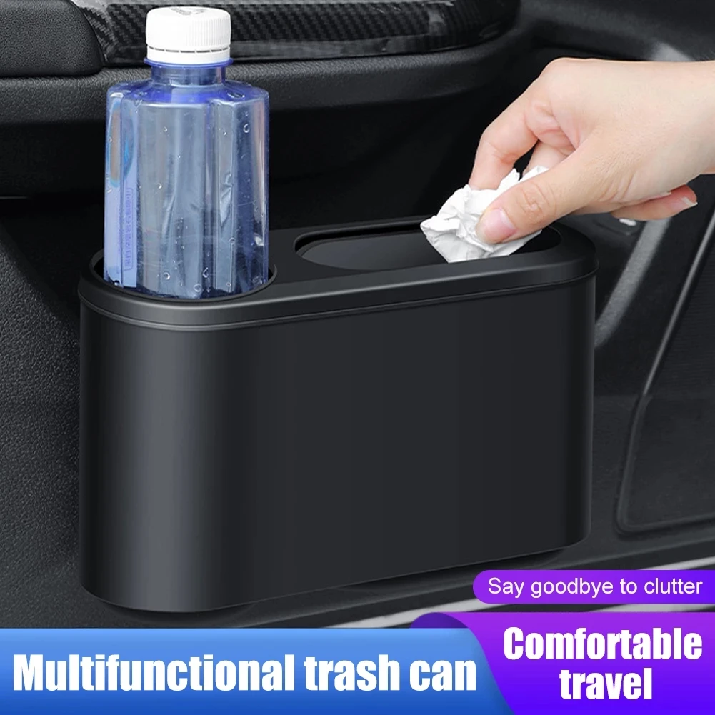 Car Trash Can with Lid,Leak Proof Mini Vehicle Trash Bin with 4