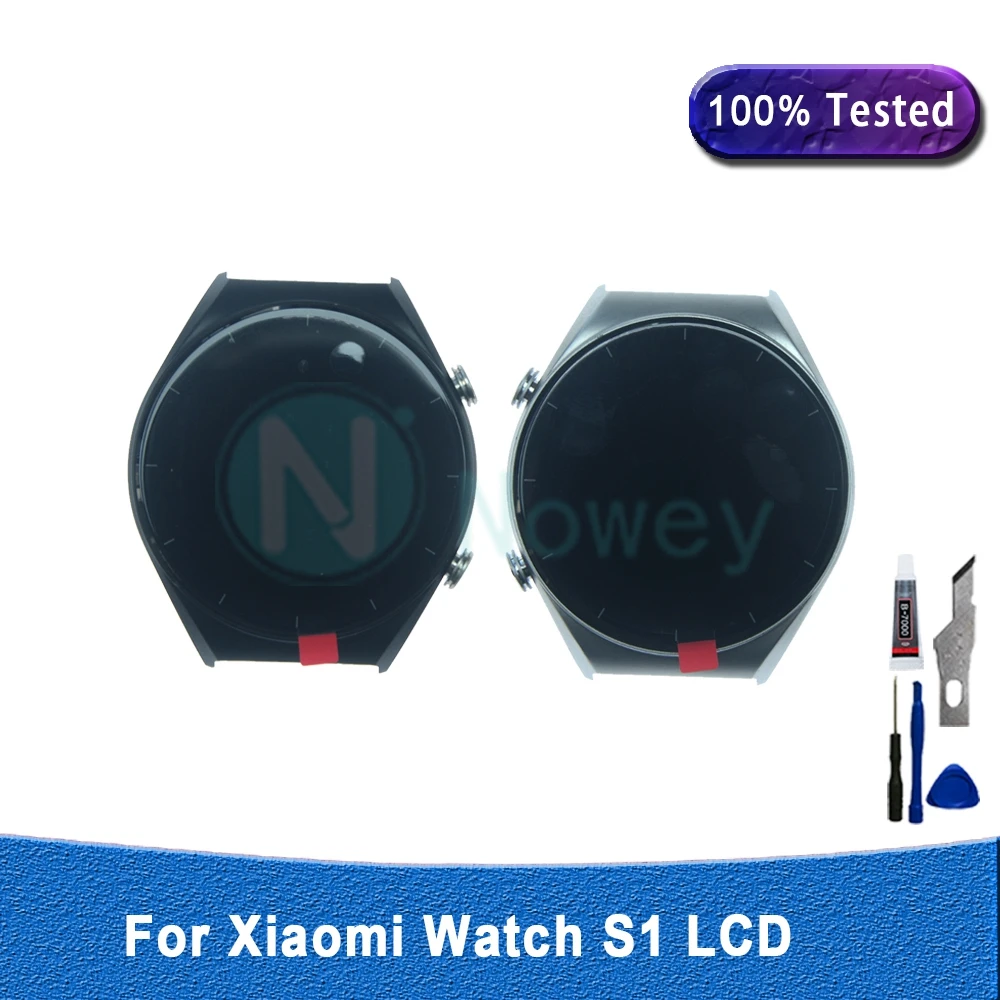 

90% New Original For Xiaomi Watch S1 LCD Display Touch Screen Digitizer Repair Parts For Xiaomi S1 Watch LCD Frame
