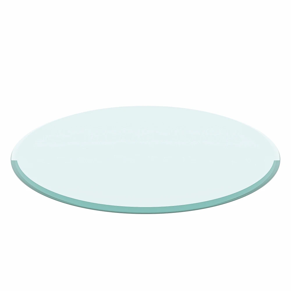32" Round Clear Tempered Glass Table Top - 1/2" Thick with Beveled Polished Edge 6