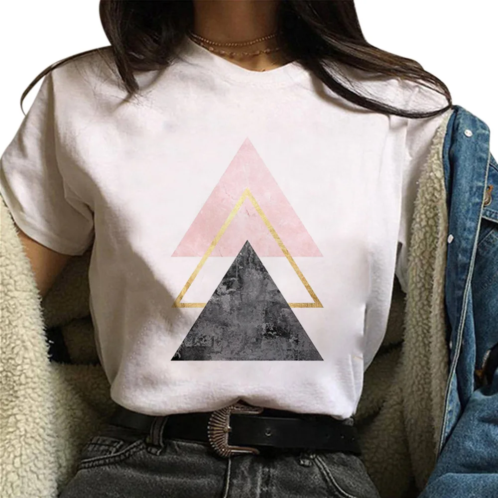 

d22 Beautiful geometry printed Graphic T-shirt Tops Tee Cute Short Sleeve Female T shirts