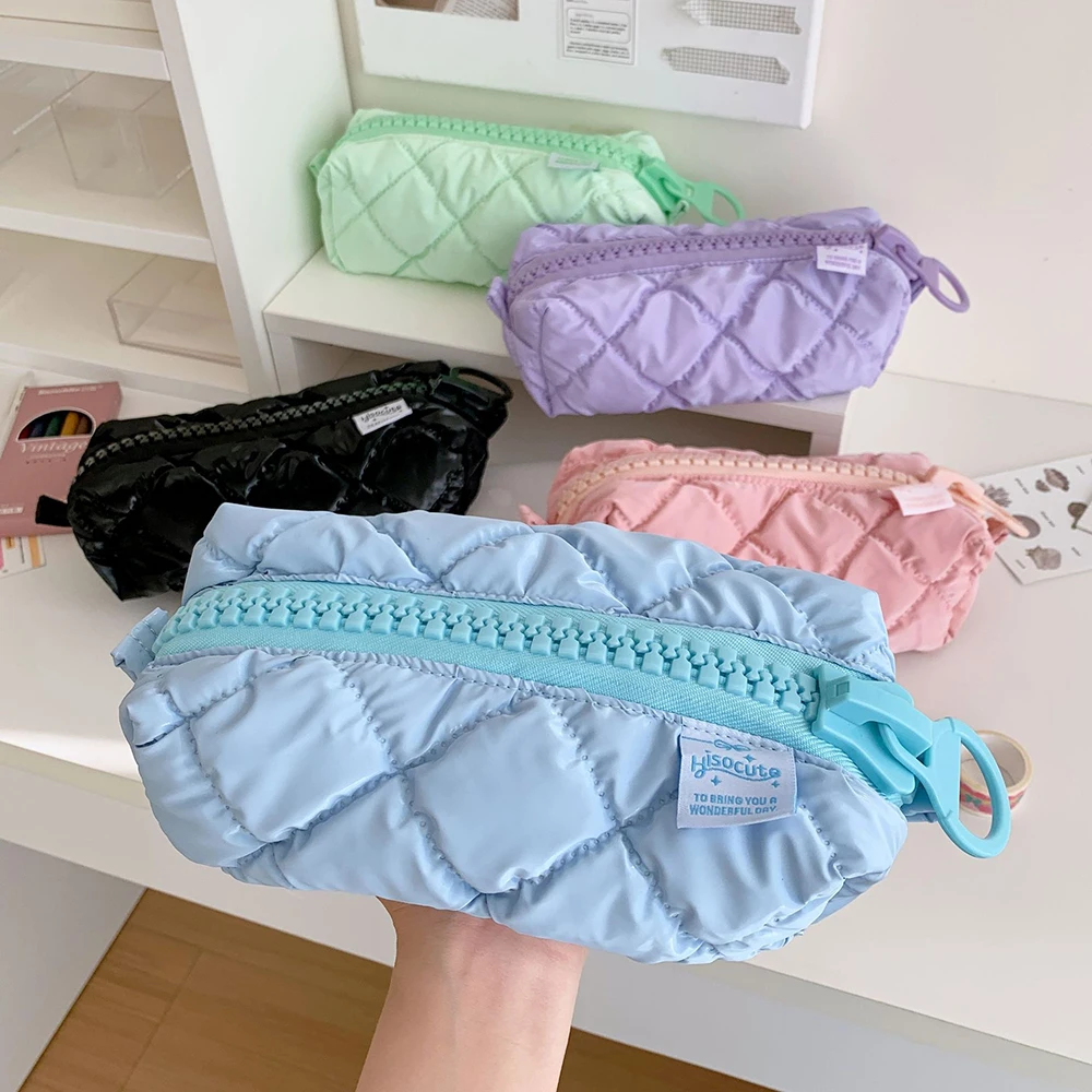 Candy Color School Pencil Case Large Capacity Pen Pouch Zipper Stationery Storage Bag Pencil Organizer School Supplies Wholesale