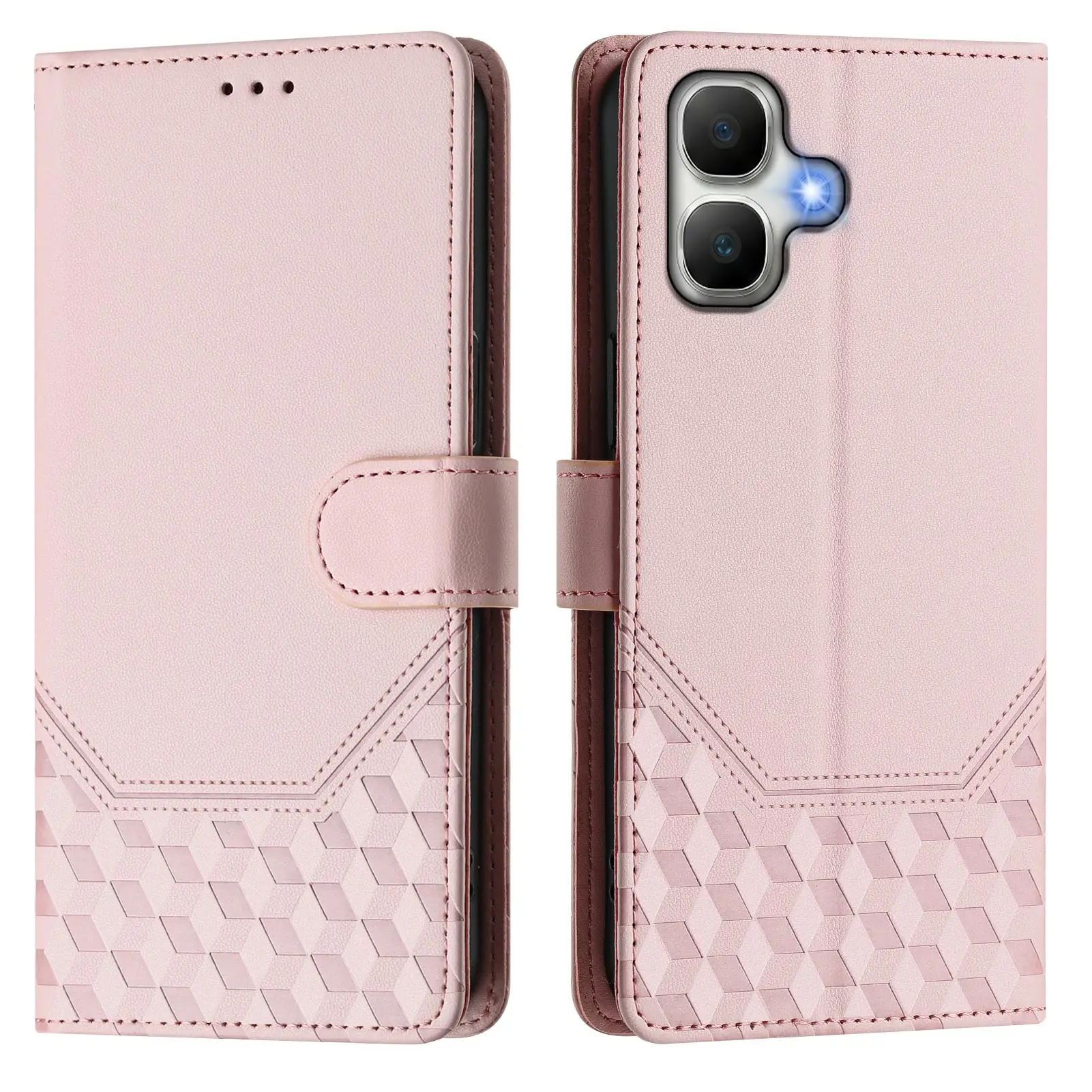 Classic Embossed Leather Flip Phone Wallet Cover